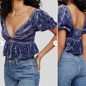 FREE PEOPLE Yours Truly Velvet Top in Wild Moon Size S